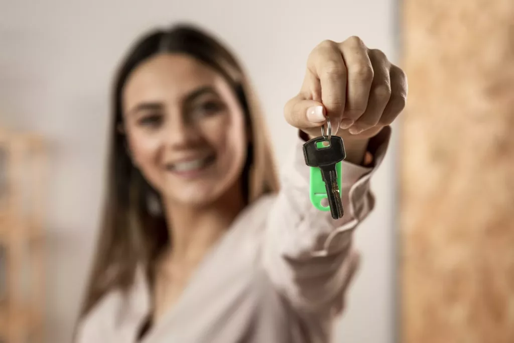 Close Up Blurry Woman Holding Keys