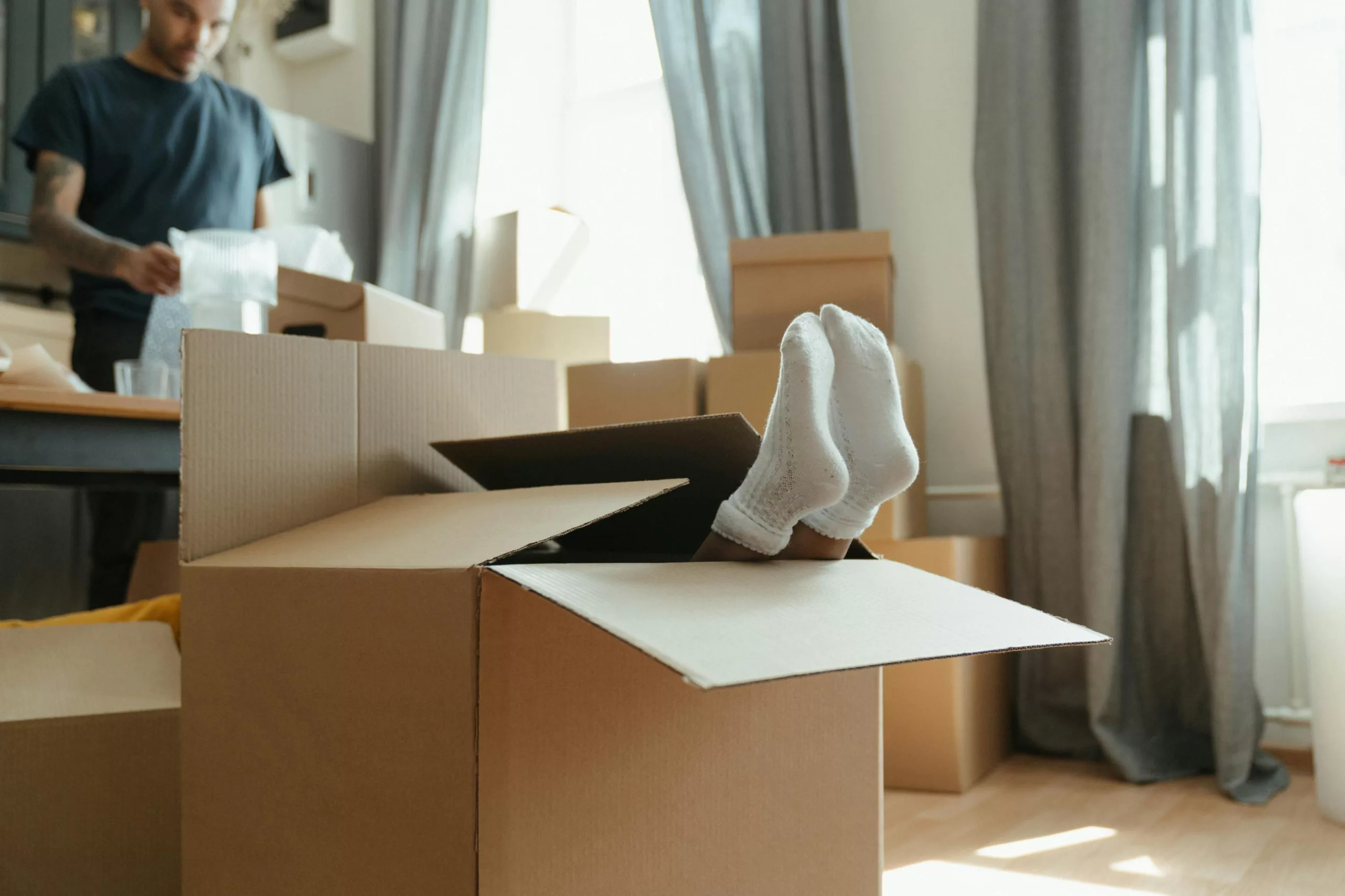 Tenant sat in removals box