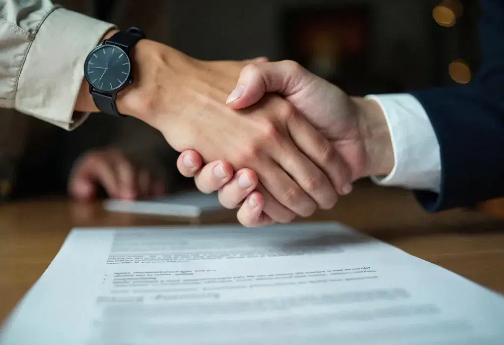 Landlord and tenant shaking hands